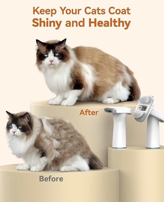oneisall Cat Vacuum Groomer Quiet, Pet Vacuum Grooming Kit with Clipper Paw Trimmer &amp; Brush, 1.5L Large Dust Cup Pet Vacuum for Shedding, Trimming &amp; Home Cleaning