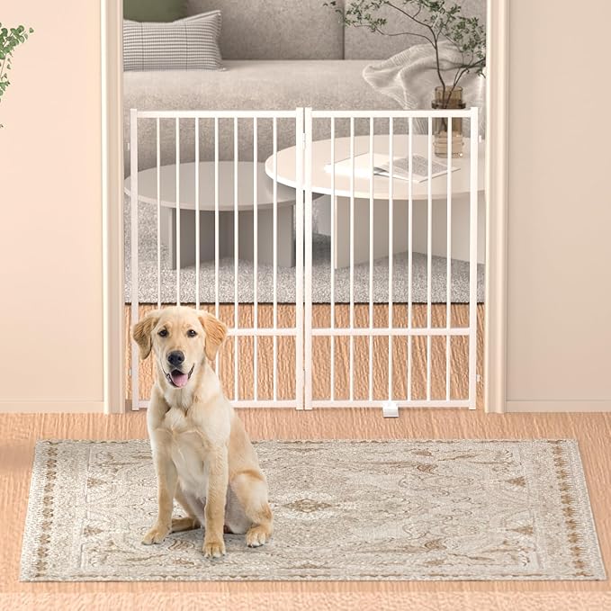 Full Metal Freestanding Dog Gate with Door, 36&