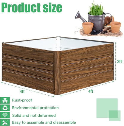 SnugNiture Galvanized Raised Garden Bed 4x4x2FT Outdoor Large Metal Planter Box Steel Kit for Planting Vegetables, Flowers