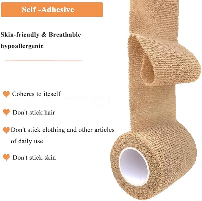 Self Adhesive Wrap 18 Rolls, Non-Woven Self Adherent Vet Wrap, (1IN+2IN+3IN) x 5Yard | Cohesive Bandage Tape for Wrist &amp; Ankle, Elastic Grip Cover (Colorful)
