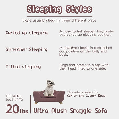 SHAVI Pet Sofa Dog Couch for Small Pet Dog and Cats, Low Back Lounging Bed with Velvet Modern Cat Couch Easy-to-Clean(Pink)