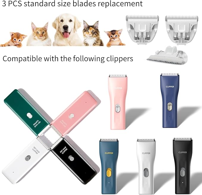 3 PCS Standard Size Replaceable Ceramic Blades Set Pet Hair Clipper,Cat Dog Common Use Clipper Blade(