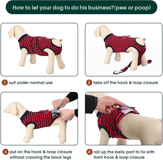 Kuoser Recovery Suit for Dogs Cats After Surgery, Professional Pet Recovery Shirt Dog Abdominal Wounds Bandages, Substitute E-Collar &amp; Cone,Prevent Licking Dog Onesies Pet Surgery Recovery Suit