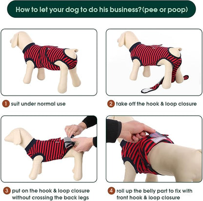 Kuoser Recovery Suit for Dogs Cats After Surgery, Professional Pet Recovery Shirt Dog Abdominal Wounds Bandages, Substitute E-Collar &amp; Cone,Prevent Licking Dog Onesies Pet Surgery Recovery Suit