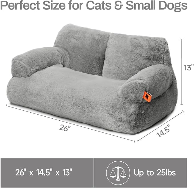 MEWOOFUN Cat Bed for Indoor Cats, Washable Dog Beds for Small Dogs &amp; Cats with Removable Cover, Fluffy Cat Couch with Non-Slip Bottom (Grey, 26.0" L X 19.0" W X 13.0" Th)