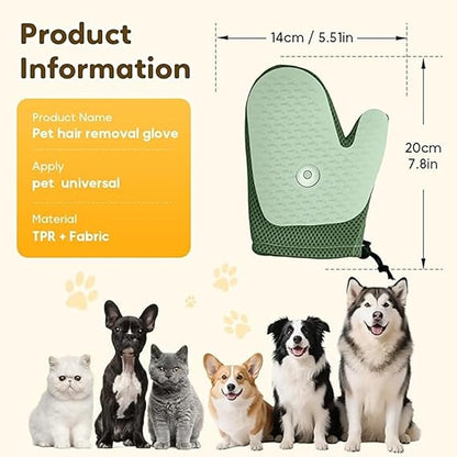 All-in-One Grooming Mist Glove for Pets with Spray - Upgrade Efficient Pet Hair Remover Gloves Grooming Spray Comb, Gentle Fast Deshedding &amp; Massage for Dogs Cats (Green)