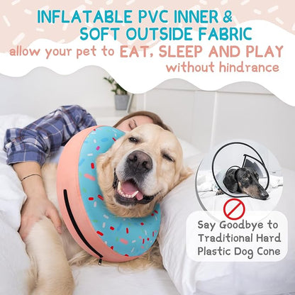 Supet Inflatable Dog Cone Collar for Small Dogs Puppies Cats, Soft Dog Cone Alternative After Surgery for Puppies Cats to Stop Licking