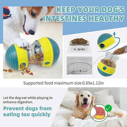 Interactive Dog Toys to Keep Them Busy, Puppy Puzzle Adjustable Food Dispenser Slow Feeder, Enrichment Treat Dispensing Toy Ball for Large/Medium/Small Breed Dogs Pet Gift (Yellow)