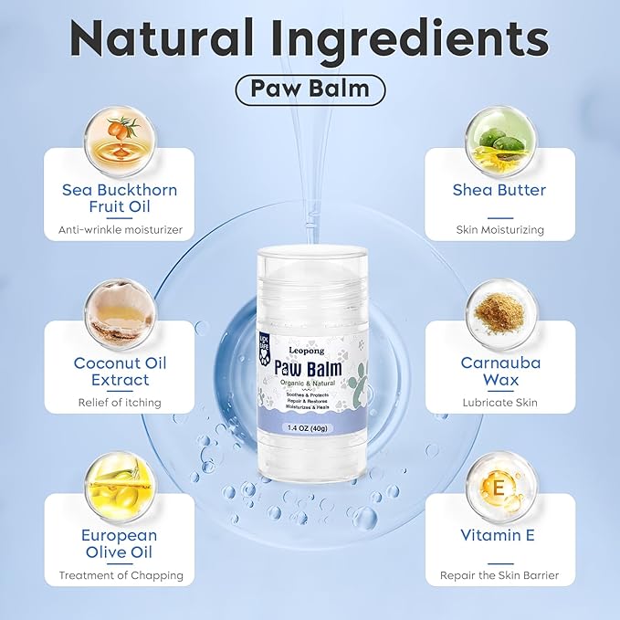 Dog Paw Balm, Moisturizer &amp; Protection for Cracked Dry &amp; Damaged Paws, Nose &amp; Elbows Natural Lick Safe Dog Nose Balm