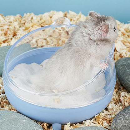 Meow&amp;Woof Hamster Sand Bath Container, Large Sandbox Toilet Gerbil Batheoom, Tiny Chinchilla Dust Bathtub Sand Bath Box for Hamster Cage Accessories 6.5 Inch - Blue