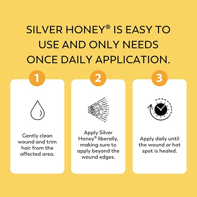 Absorbine Silver Honey Hot Spot &amp; Wound Care Spray Gel 8oz Bottle, Manuka Honey &amp; MicroSilver BG, Medicated for Dogs, Cats, Small Animals
