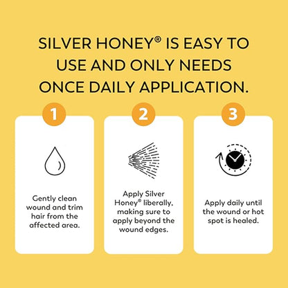 Absorbine Silver Honey Hot Spot &amp; Wound Care Spray Gel 8oz Bottle, Manuka Honey &amp; MicroSilver BG, Medicated for Dogs, Cats, Small Animals