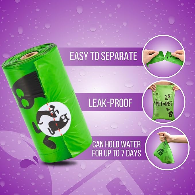 Pet N Pet 1080 Counts Green Poop Bags for Dogs, 41% Plant Based &amp; 59% PE Extra Thick Dog Poop Bags Rolls, 9" x 13", Lavender Scented Pet Waste Bag