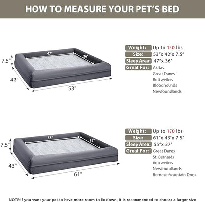 WNPETHOME XXL Extra Large Dog Bed, Washable Dog Couch with Removable Waterproof Cover, Orthopedic Large Pet Sofa Bed with Bolster Sides for Sleeping