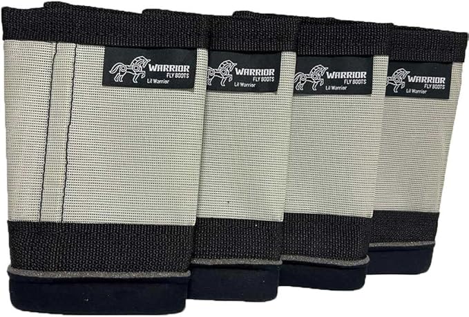 Warrior Fly Boots for Horses - Breathable Mesh Horse Boots for Fly Protection &amp; Leg Comfort - Set of 4 (Lil Warrior, Gray)