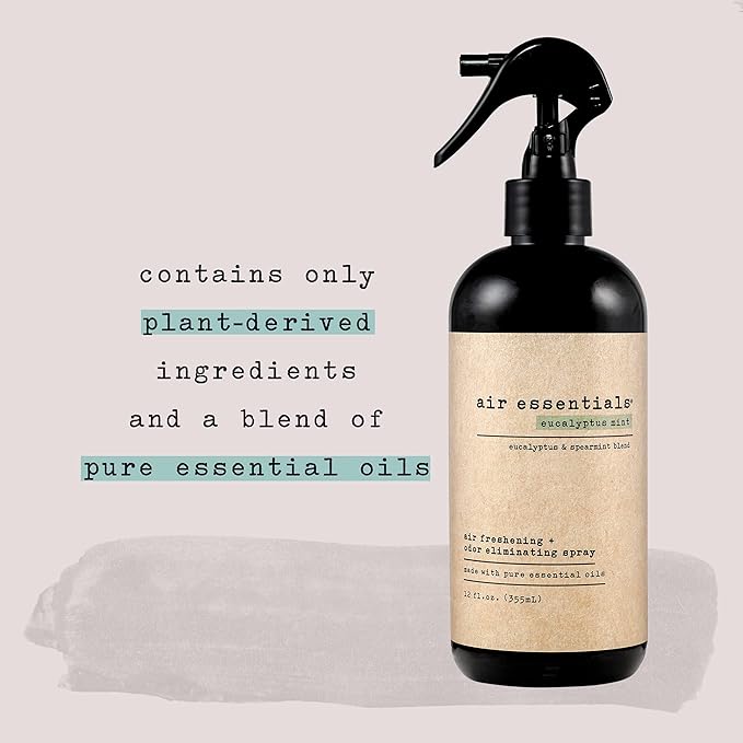 Air Essentials Air Freshener &amp; Odor Eliminator Spray - 12 oz, Pack of 2 - Made with Pure Essential Oils - Eucalyptus Mint Scent