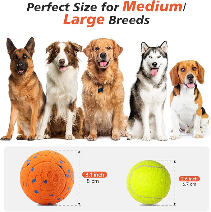 Interactive Dog Ball Toy, Automatic Moving Bouncing Rotating Smart Ball with 3 Modes, Durable E-TPU Material for Medium &amp; Large Dogs, IP54 Waterproof Stimulation Toy to Keep Dog Busy &amp; Active