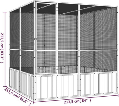 Steel Bird Cage, Large Flight King Bird Cage for Cockatiels African Grey Quaker Amazon Sun Parakeets Green Cheek Conures Pigeons Parrot Bird Cage Birdcage, Anthracite 84.1"x85.6"x83.3"