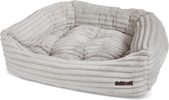 Jax &amp; Bones Dog Napper - Luna Grey Machine Washable Bed for Dogs - Extra Heavy Duty Bolstered Sides - Small Grey Dog Mat | 24 x 21 Inches