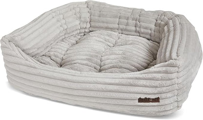 Jax &amp; Bones Dog Napper - Luna Grey Machine Washable Bed for Dogs - Extra Heavy Duty Bolstered Sides - Small Grey Dog Mat | 24 x 21 Inches