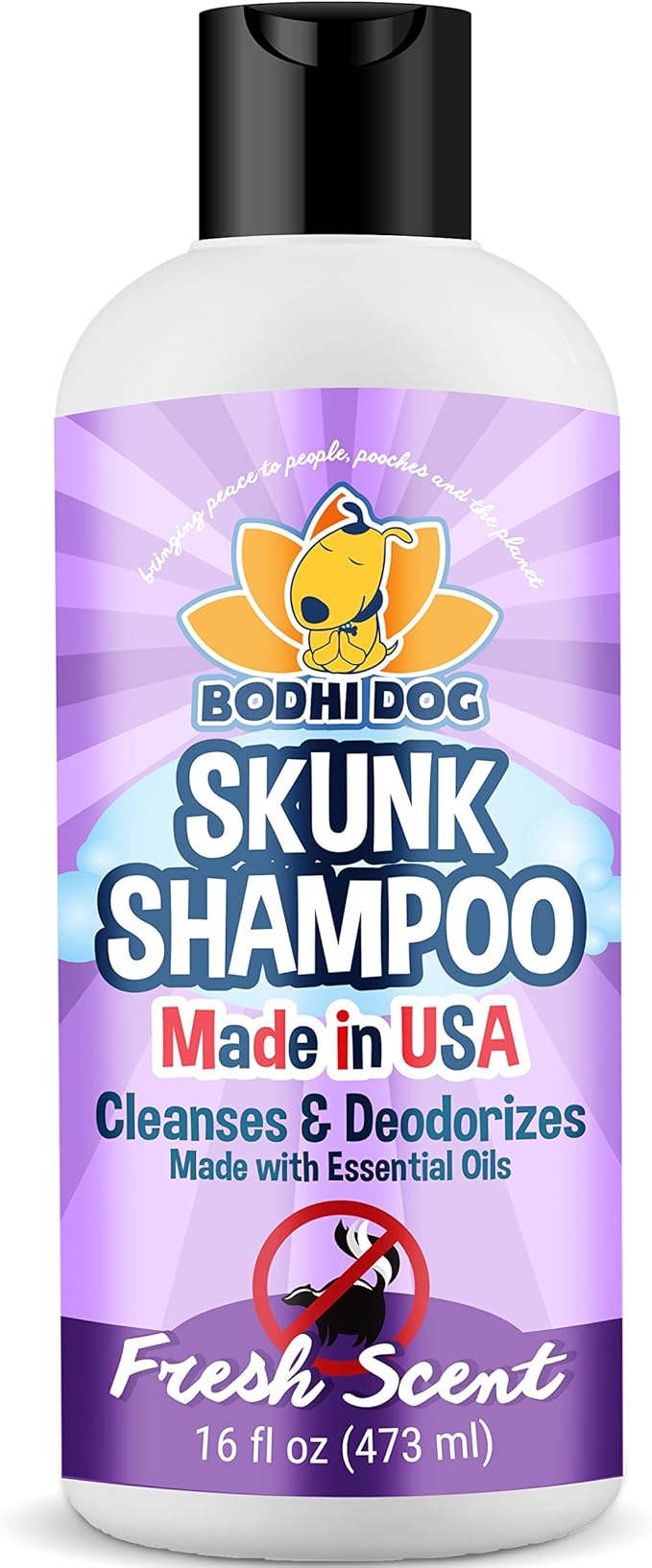 Bodhi Dog Skunk Shampoo - Odor Remover with Essential Oils for Dogs &amp; Cats - Cleans, Deodorizes &amp; Eliminates Skunk Smell - Gentle on Skin &amp; Suitable for Pets of All Sizes - Made in USA (16 Fl Oz)
