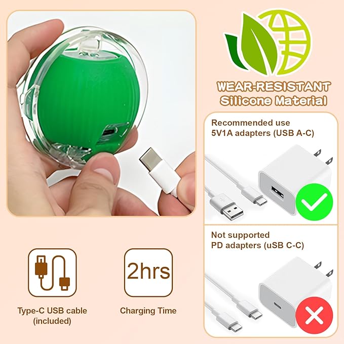 Rocfish Interactive Cat Toys Ball - Automatic Fast Rolling Ball in Play Mat, Hide and Seek Mouse Catching Game, Low-Noise Cat Enrichment Toys in Pouch for Indoor Bored Cats (Green Toy &amp; Round Mat)