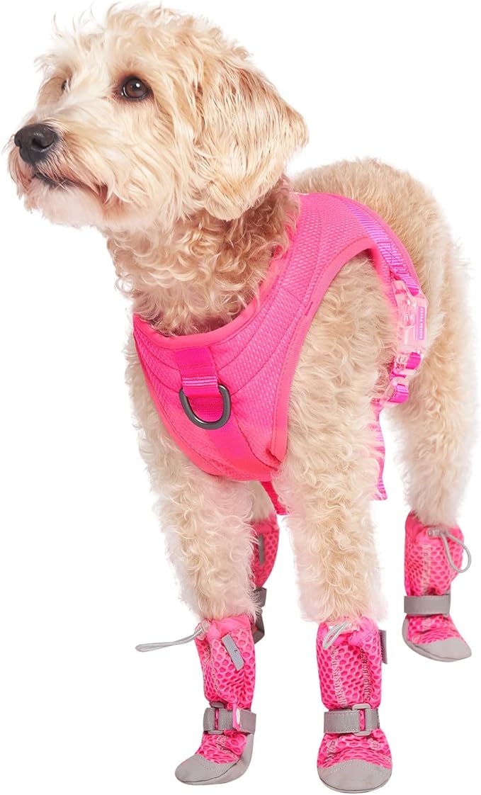 Canada Pooch Dog Boots for Hot Pavement - Dog Boots &amp; Paw Protectors with Anti Slip Rubber | Water Friendly, Breathable Dog Shoes for Hot Days, Great for Dogs Neon Pink - Size 1