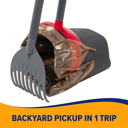 Arm &amp; Hammer Pooper Scooper for Extra Large Dogs Heavy Duty, Outside Yard Dog Poop Scoop Pet Waste Clean Up with Bag Attachment - 2 Waste Bags Included