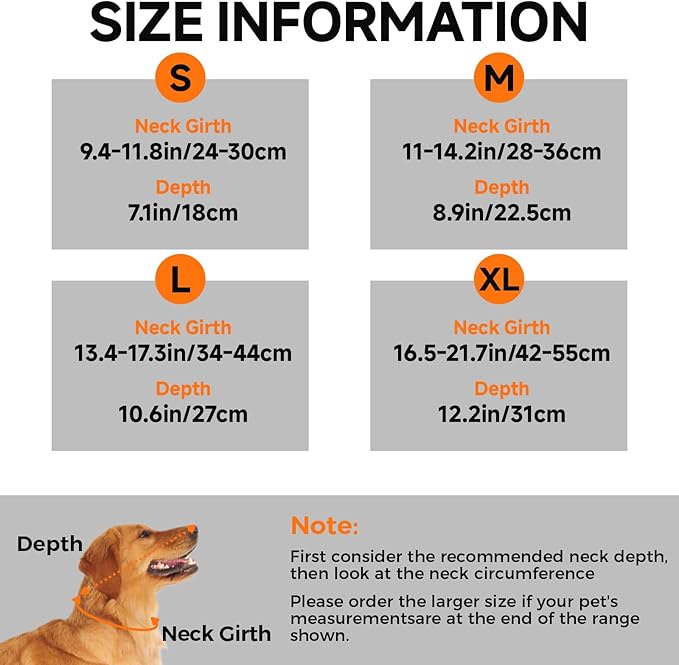 Dog Cone Collar XL, Soft Cones for Large Medium Small Dogs,Adjustable Dog Cone Alternative to Stop Licking, Comfy Elizabethan Collar for After Surgery Wound Healing &amp; Hot Spots Orange
