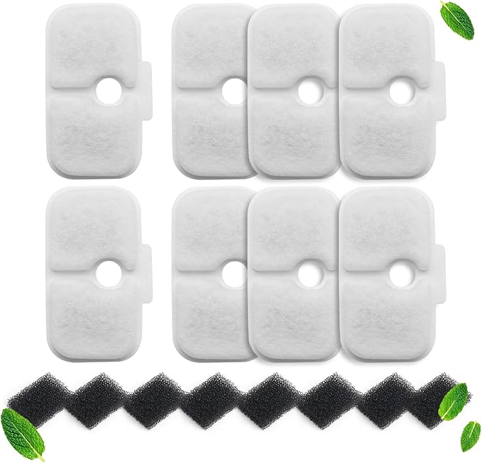 8 Pack Cat Fountain Filters &amp; Sponges - No Trim Fit for PETLIBRO Dockstream PLWF Series (005/105/115/305) - Multi-Cat Homes