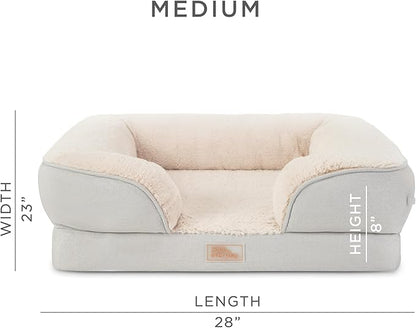 TOWN &amp; COUNTRY EVERYDAY CuddleTown Comfy Solid Bolster Sofa Pet Bed, Supportive &amp; Calming Egg Crate Foam, Non-Slip Bottom, Machine Washable Cover, Grey, Medium 28"x23"x8"