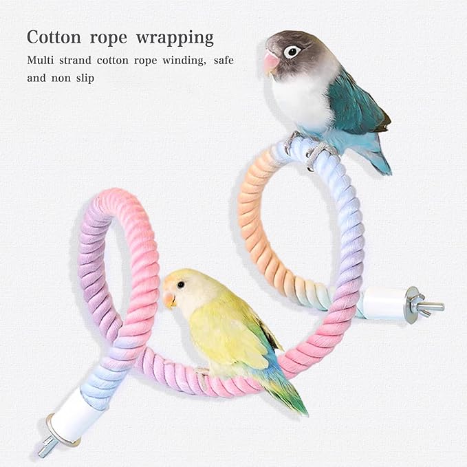 3pcs Gradient Colorful Bird Rope Perch Stand,Bird Cage Climbing Rope Toys Accessories,Bendable Climbing,Parakeet Lovebirds Cockatiels Budgies Play (9.8&