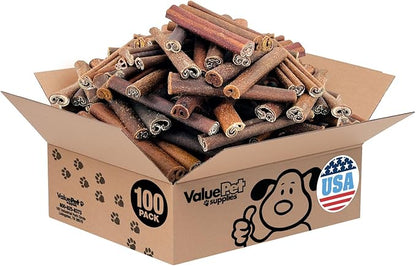 ValueBull USA Collagen Sticks for Dogs, 6 Inch Jumbo Chews, Natural Long-Lasting Dog Treats, 100 Count Bulk Pack - Promotes Joint, Skin &amp; Coat Health with Glucosamine and Chondroitin