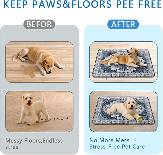 Washable Pee Pads for Dogs 2 Pack, Absorbent Reusable Puppy Pads Waterproof, Leakproof &amp; Non-Slip Whelping Pad, Potty Training Pads for Dogs Playpen Mat 24x36