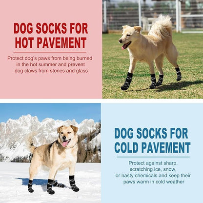 EXPAWLORER Anti Slip Dog Socks to Prevent Licking Paws, Dog Shoes for Hot Pavement, Dog Booties for Small Medium Large Senior Dogs, Traction Control Boots &amp; Paw Protectors for Hardwood Floors