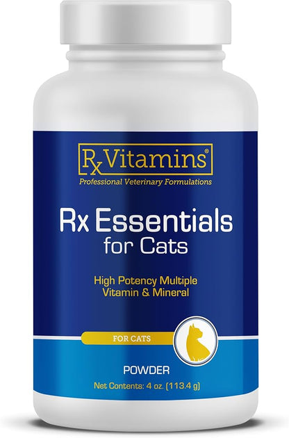 Rx Vitamins Essentials for Cats - Daily Immune Support and Overall Health - Featuring Taurine, Vitamin B12, &amp; Milk Thistle - Cat Multivitamin and Multimineral Powder with Spirulina and Vitamin B - 4oz