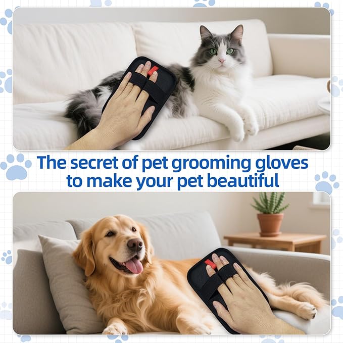 Reusable Electrostatic Pet Hair Remover Gloves – Double-Sided Grooming &amp; Deshedding Gloves for Cats &amp; Dogs, Pet Fur Removal for Furniture, Carpet, Couch &amp; Clothing-1 PCS
