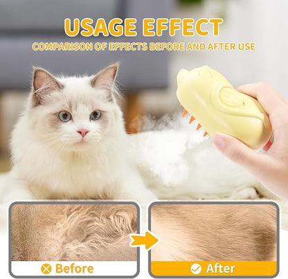 Rechargeable 3in1 Self-Cleaning Cat &amp; Dog Deshedding Brush with 2 Gears for Long &amp; Short Hair - Yellow