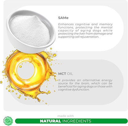 Same for Dogs - 90 Soft Chews - S-Adenosyl-L-Methionine - with MCT Oil for Better Absorption - Promotes Brain Health, Liver Support, and Cognitive Function