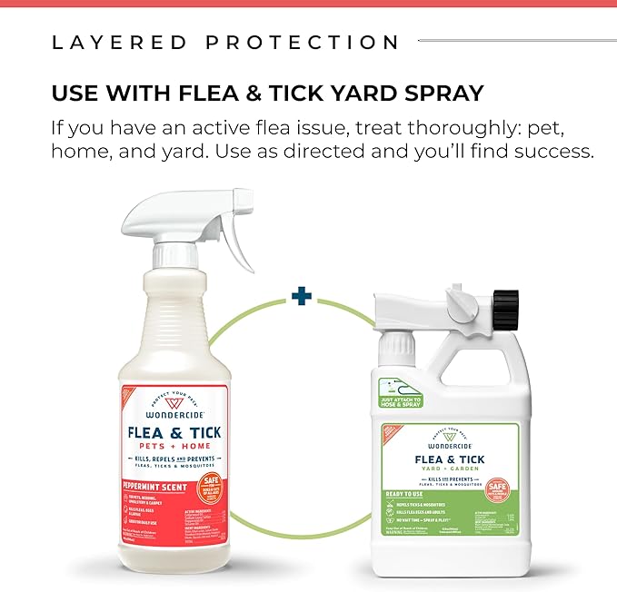 Wondercide - Flea, Tick &amp; Mosquito Spray for Dogs, Cats, and Home - Flea and Tick Killer, Control, Prevention, Treatment - with Natural Essential Oils - Pet and Family Safe - Peppermint 32 oz