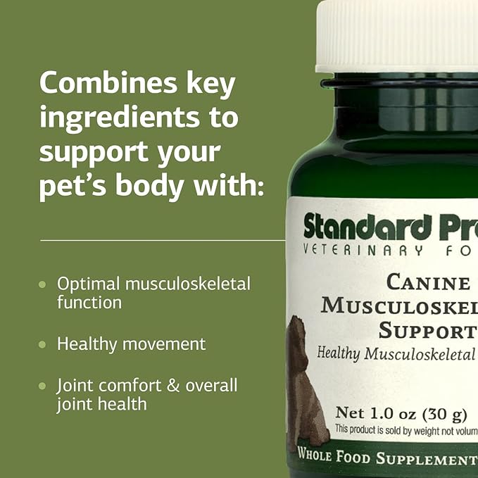 Standard Process Canine Musculoskeletal Support - Bone &amp; Joint Health Formula for Pets - Canine Musculoskeletal Support Supplement - Supplement for Dogs to Aid Joint Comfort &amp; Muscle Health - 30 g