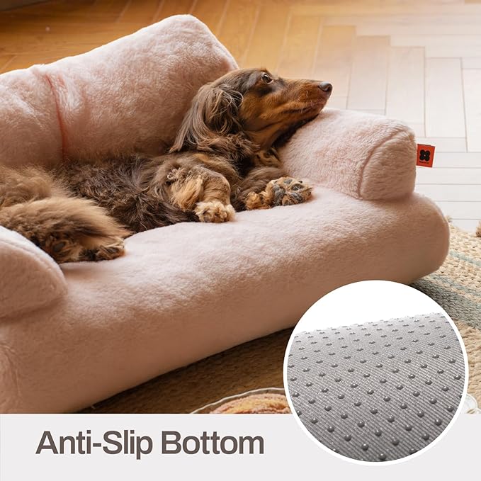 MEWOOFUN Cat Bed for Indoor Cats, Washable Dog Beds for Small Dogs &amp; Cats with Removable Cover, Fluffy Cat Couch with Non-Slip Bottom (Pink, 26.0" L X 19.0" W X 13.0" Th)