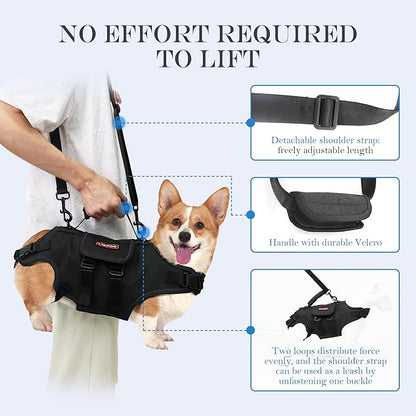 Dog Lift Harness, Full Body Support with Adjustable Control Handle for Senior Dogs, Post-Surgery Recovery &amp; Joint Problems (Oxford Cloth, Custom Size)