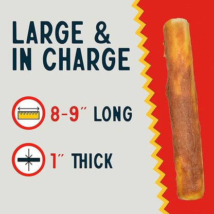 Canine Chews 8-9" Chicken Coated Dog Rawhide Retriever Rolls (15 Pack) - Chicken Rawhide Bones for Large Dogs - 100% USA-Sourced Chicken Coated Dog Rawhide Chews - Healthy Dog Dental Chew Rawhides