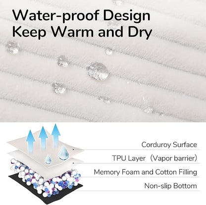 FUKUMARU Dog Couch Bed, Corduroy Cozy Cat Bed for Indoor Cats with Washable Cover, Supportive Waterproof Dog Beds Sofa for Small Dogs and Large Cats Cute, 28inch, Medium, Cream