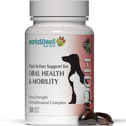 1TDC WorksSoWell Dual Action Joint Supplement for Dogs &amp; Cats - Hip and Joint Supplement for Large Breed &amp; Small Breed - Also Great for Oral Health - Muscle &amp; Stamina Recovery &amp; Arthritis - 30ct