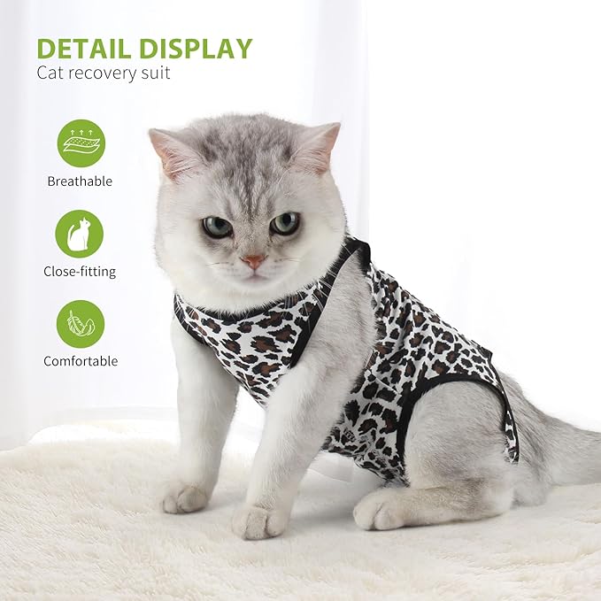 2 Packs Cat Surgery Recovery Suit Surgical Clothes Abdominal Wounds Anti-Licking Cat Bodysuit Onesie Substitute E-Collar&amp; Cone