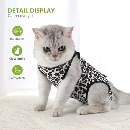 2 Packs Cat Surgery Recovery Suit Surgical Clothes Abdominal Wounds Anti-Licking Cat Bodysuit Onesie Substitute E-Collar&amp; Cone