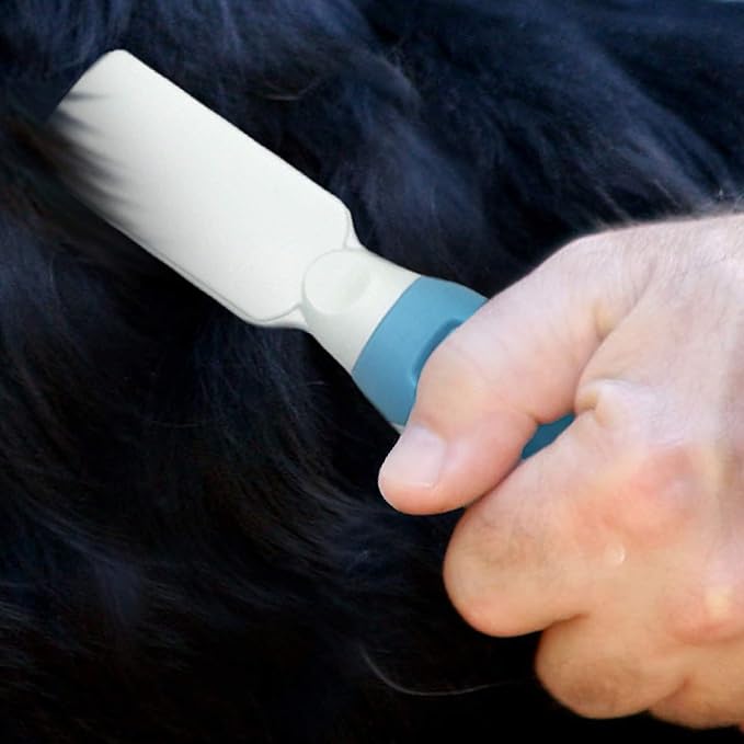 Pets First Professional Pet Mat Remover - Dematting Tool for Grooming Cats &amp; Dogs - Removes Matted Fur, Tangles, Knots, Loose Hair &amp; Dirt - Stainless Steel, Gentle Teeth, Soft Comfort Grip Handle,Blue