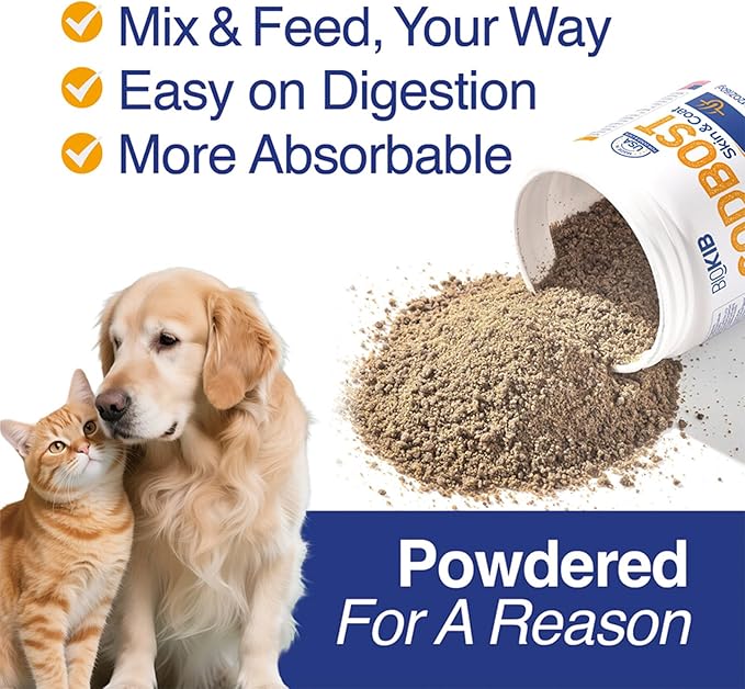 SODBOST Dog Allergy &amp; Itch Relief, Cat Skin &amp; Coat Supplement Powder -SOD Enzyme Skin Relief Formula for Allergy &amp; Itch Relief &amp; Reduces Shedding - Plant-Based, Made in USA - 60 Scoops
